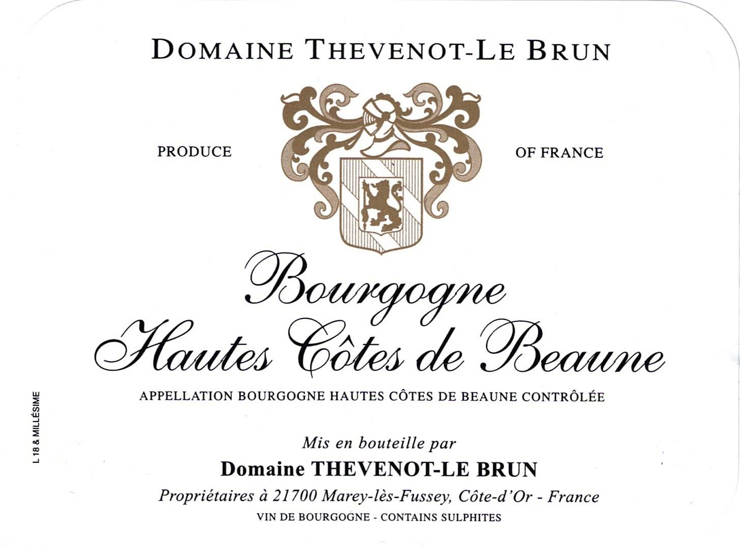 Domaine Thevenot-Le Brun & Fils - Bourgogne Hautes Cotes de Beaune Blanc label