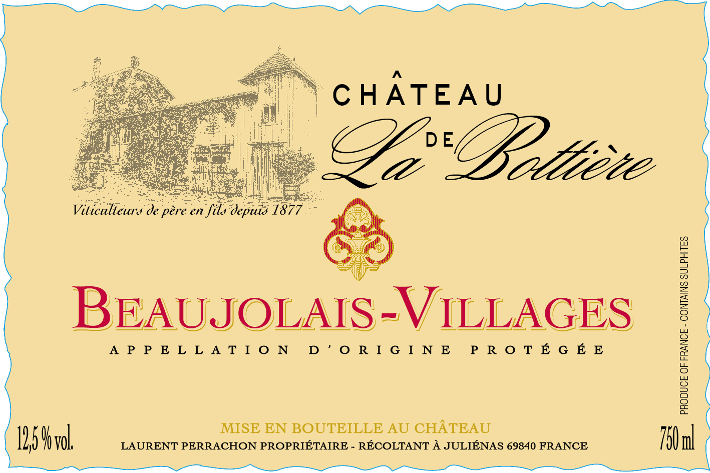 Chateau de la Bottiere - Beaujolais Villages Rouge label