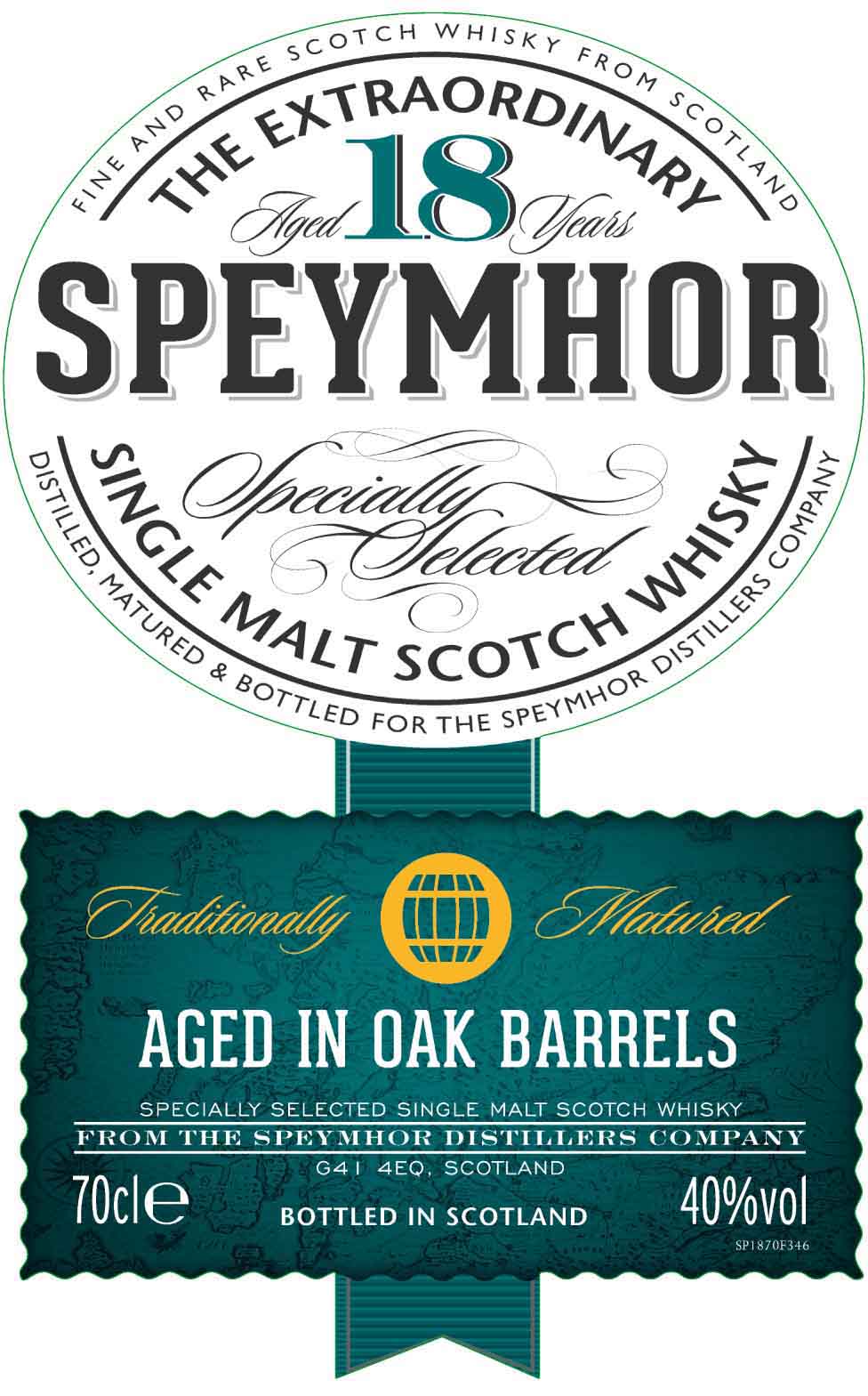 Speymhor - 18 Year Old Single Malt Scotch Whisky label