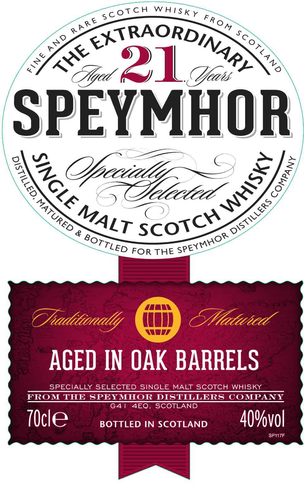 Speymhor - 21 Year Old Single Malt Scotch Whisky label