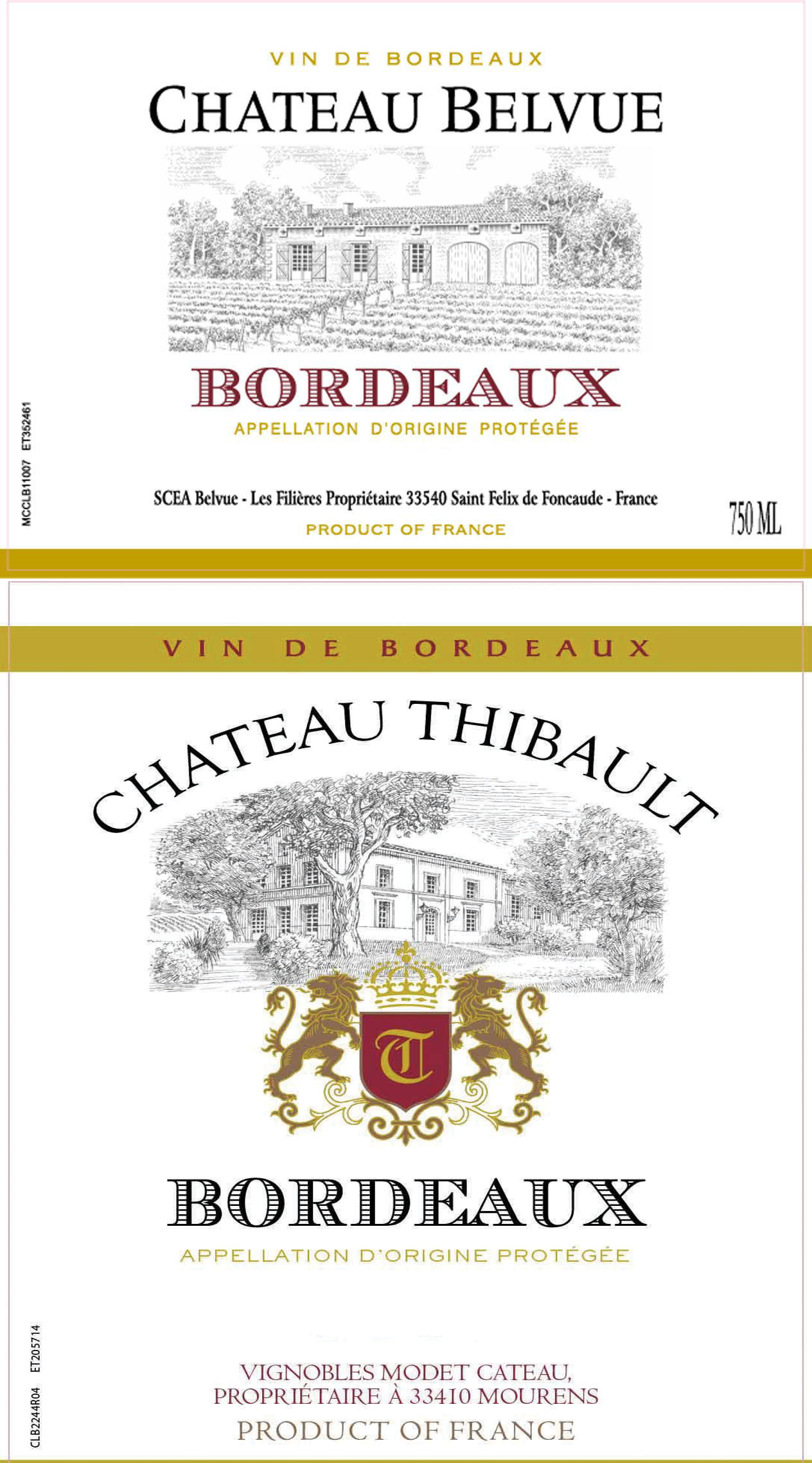 Chateau Belvue & Thibault - Gold Medal Bordeaux (Carton Gift Box) label