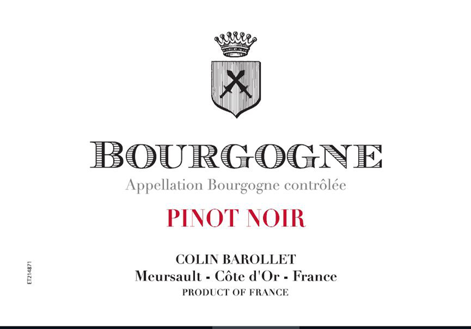 Colin Barollet - Bourgogne Pinot Noir label