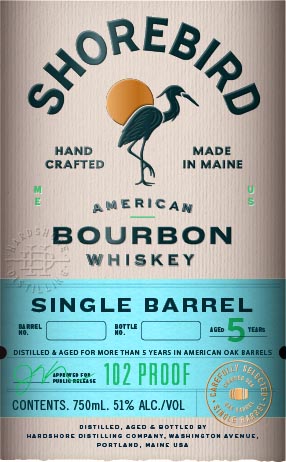 Shorebird Single Barrel Bourbon Whiskey label