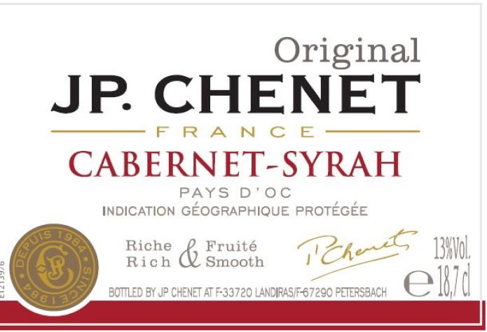 JP. Chenet - Cabernet Syrah label