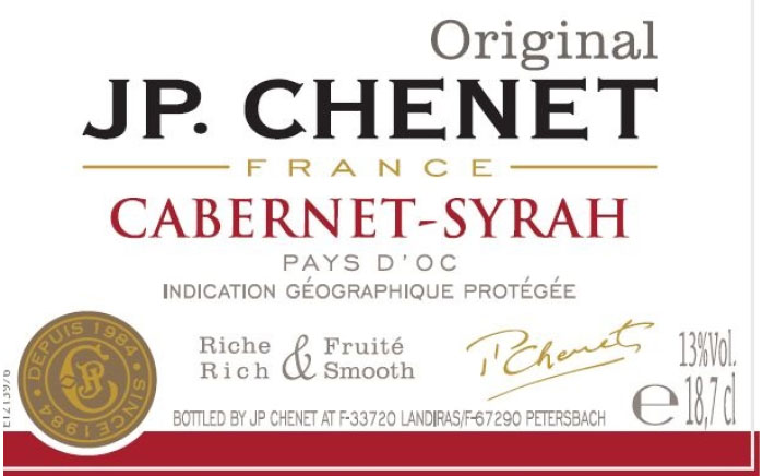 JP. Chenet - Cabernet Syrah label