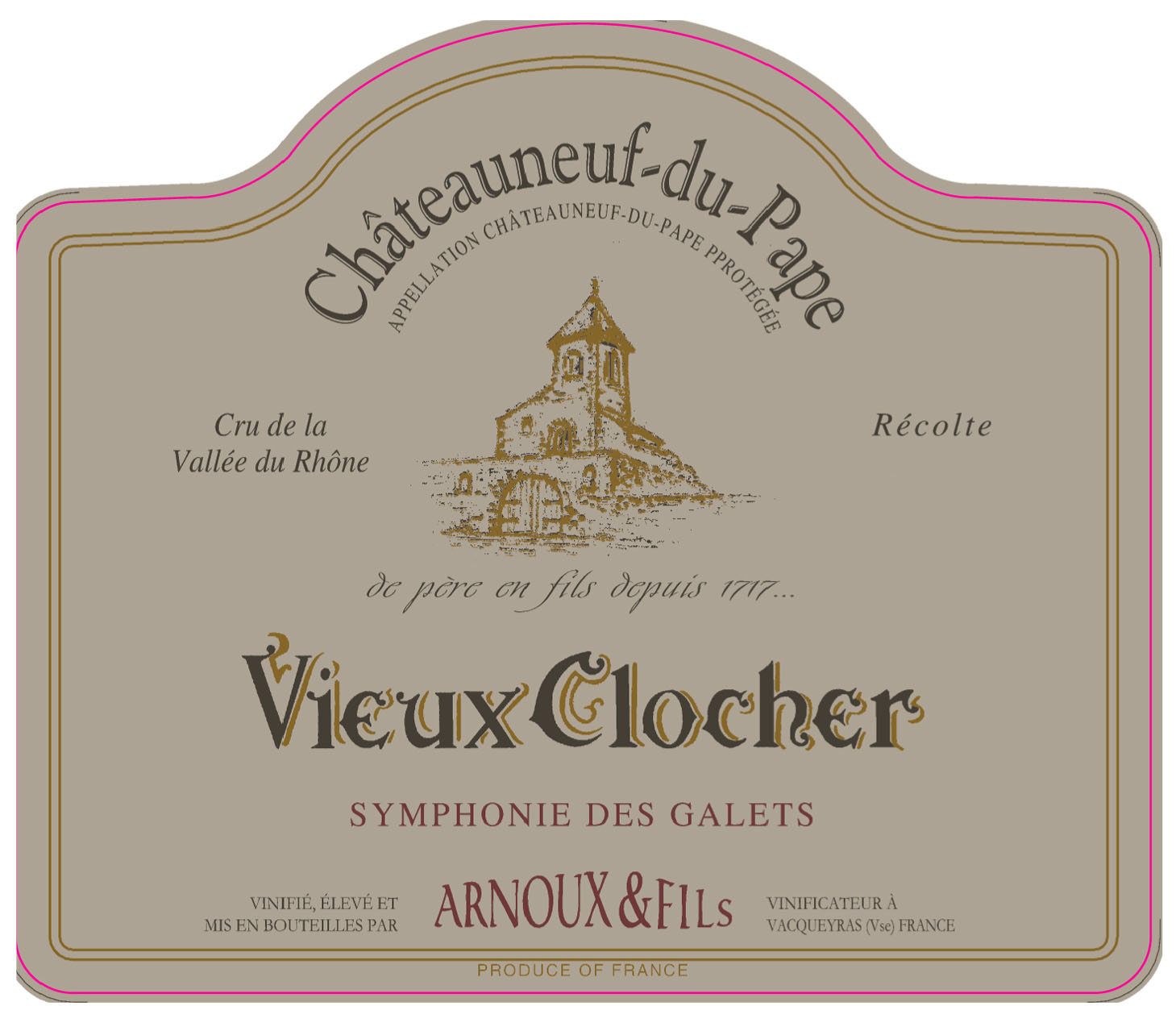 Arnoux & Fils - Vieux Clocher - Symphonie Des Galets - Chateauneuf du Pape label