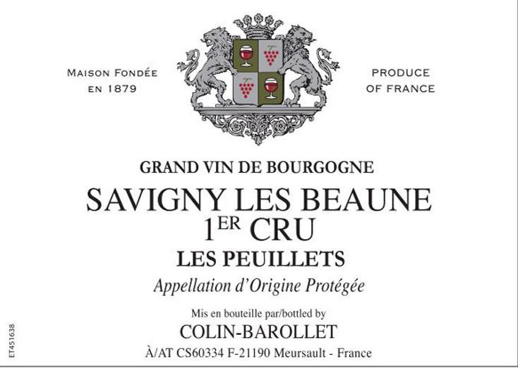 Colin Barollet - Savigny les Beaune 1er Cru Les Peuillets label