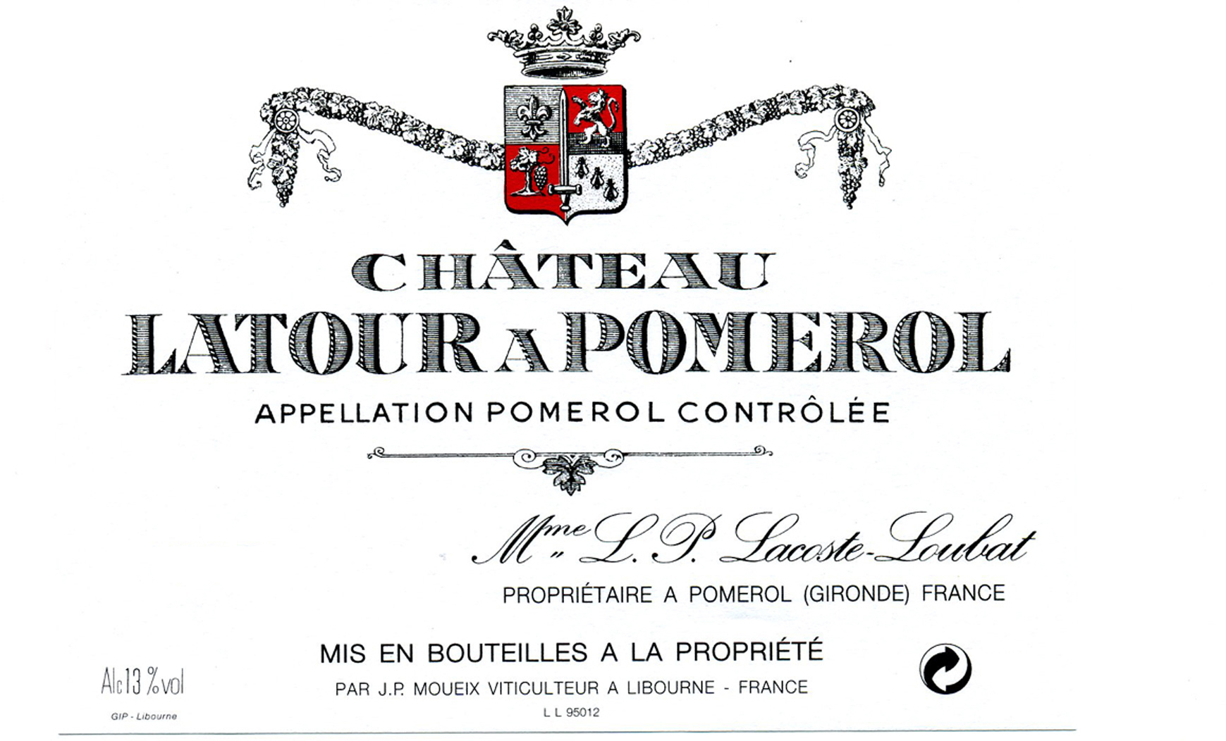 Chateau Latour A Pomerol label