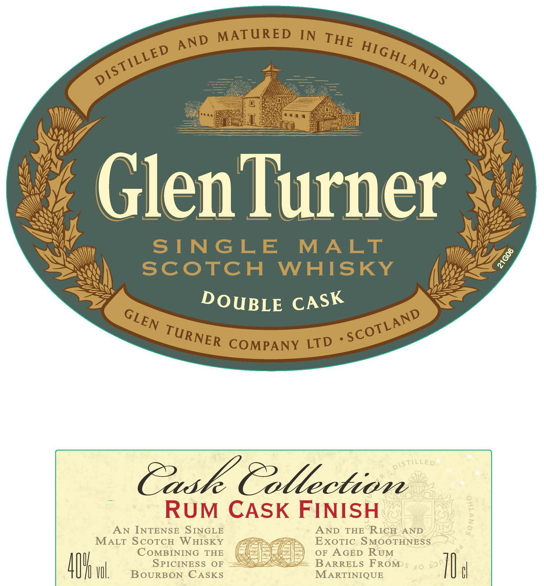 Glen Turner - Single Malt Scotch Whisky - Cask Collection - Rum Cask Finish label