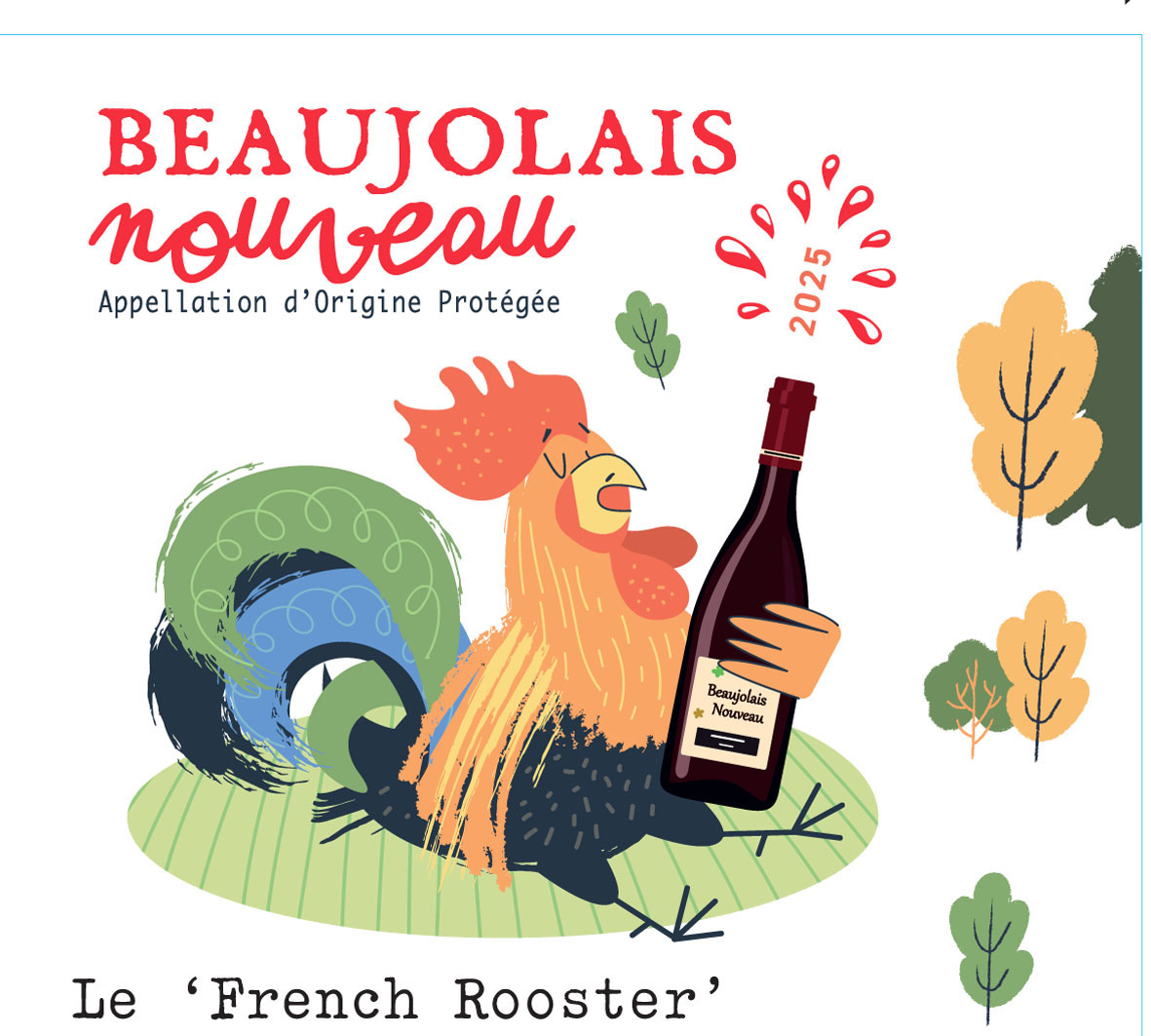 Le French Rooster - Beaujolais Nouveau label