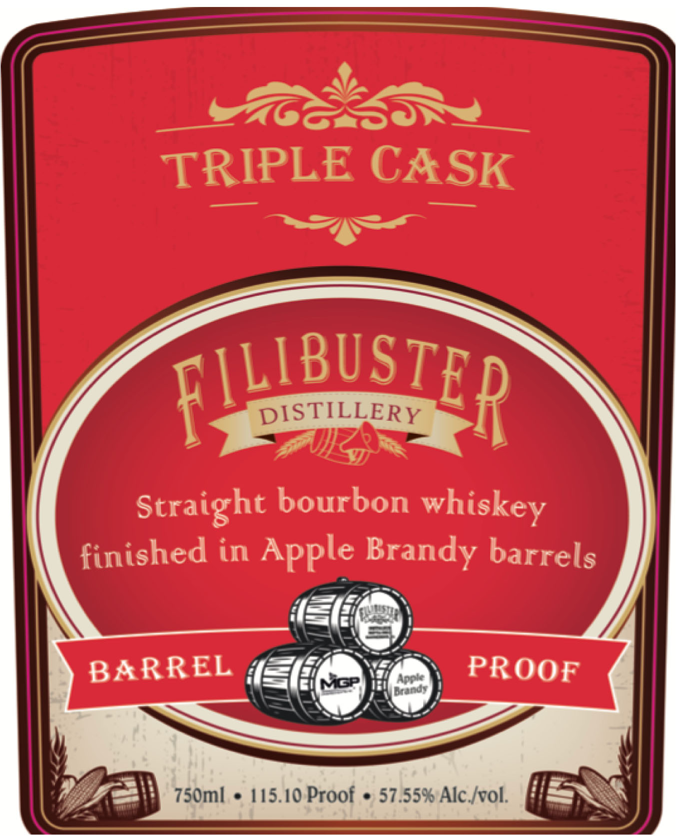 Filibuster - Straight Bourbon Whiskey - Apple Brandy Cask Finished label
