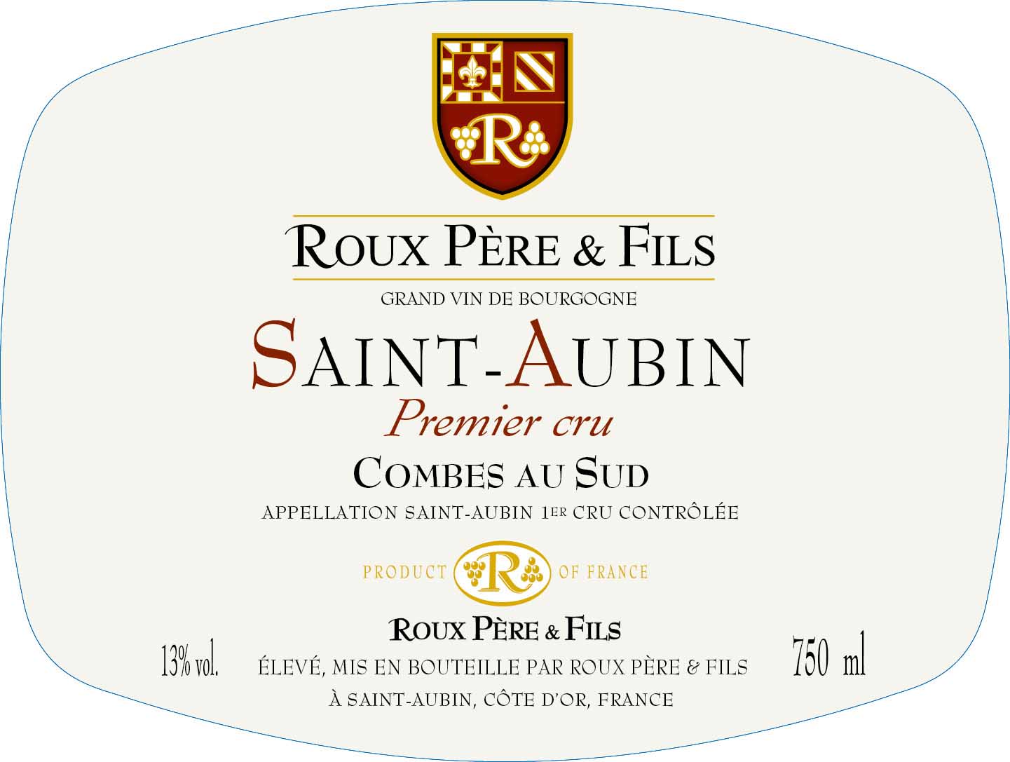 Famille Roux - Saint Aubin 1er Cru Combes Au Sud label