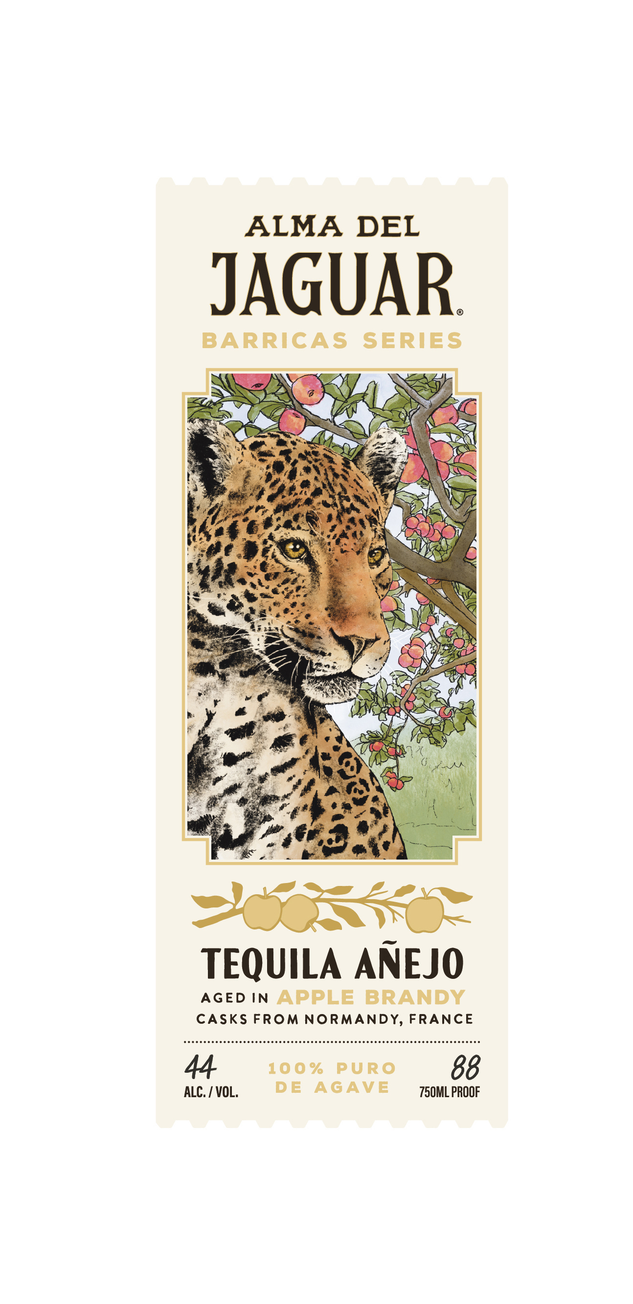 Alma Del Jaguar Barricas - Apple brandy cask label