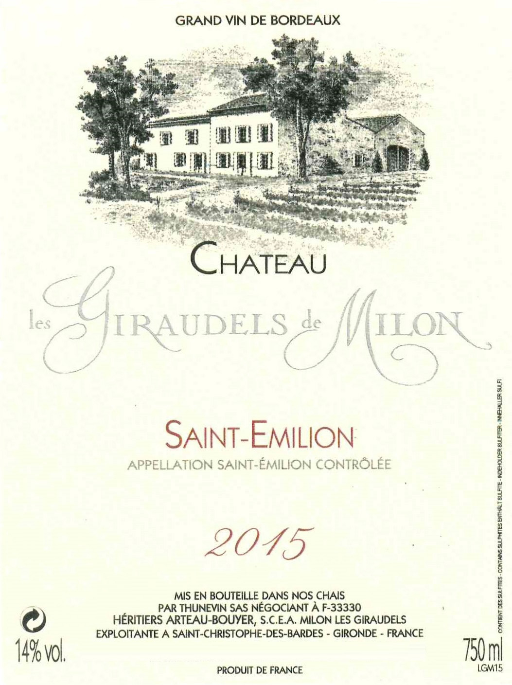 Chateau les Giraudels de Milon label