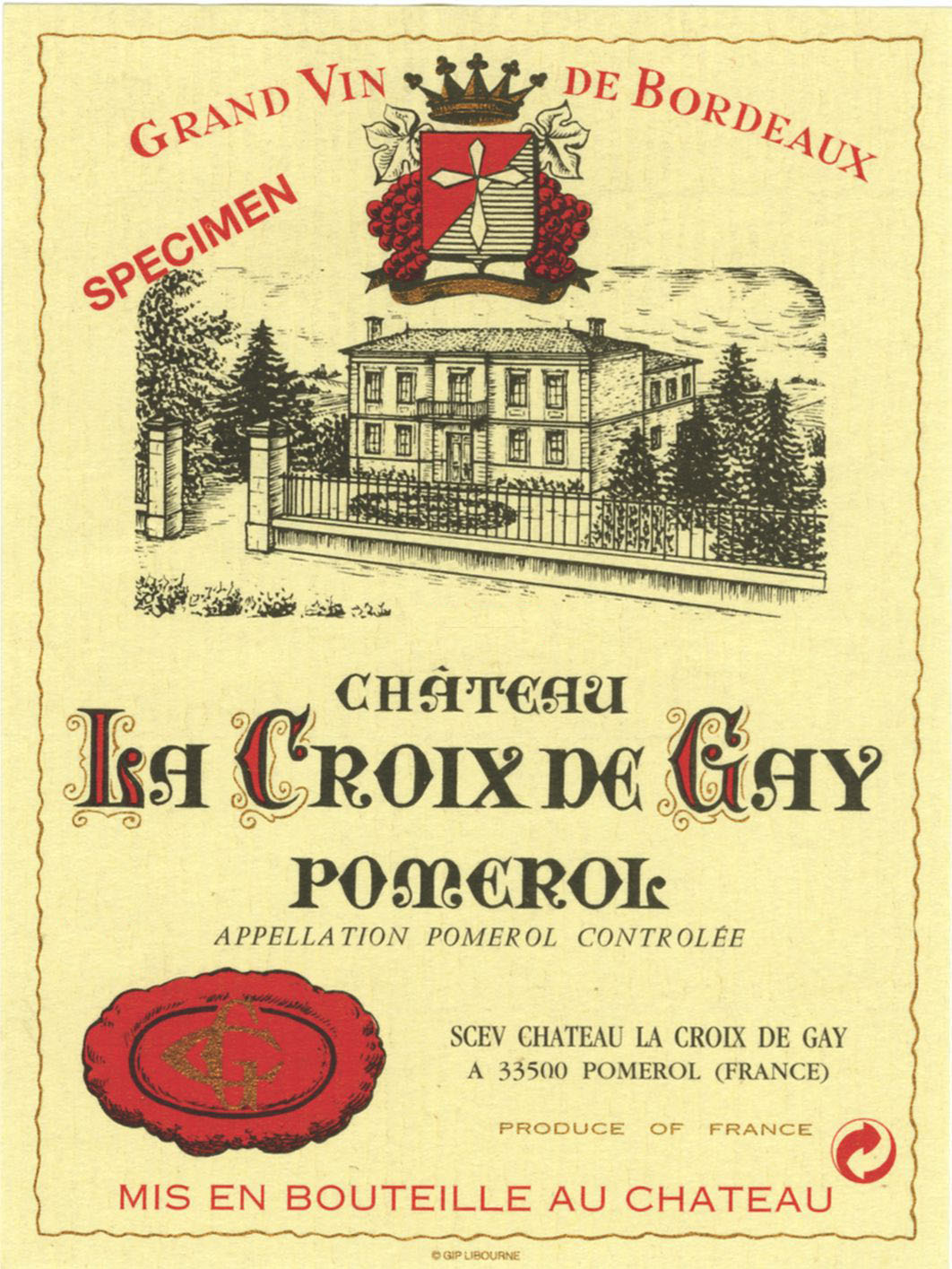 Chateau La Croix De Gay label