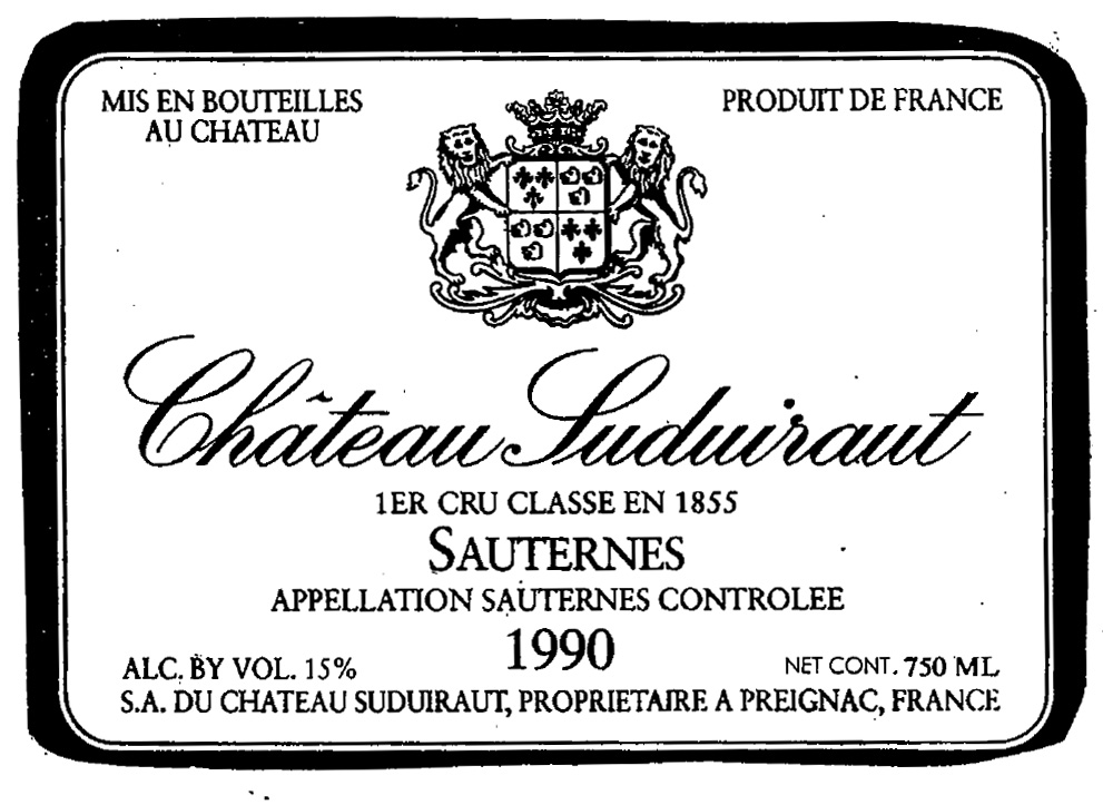 Chateau Suduiraut label