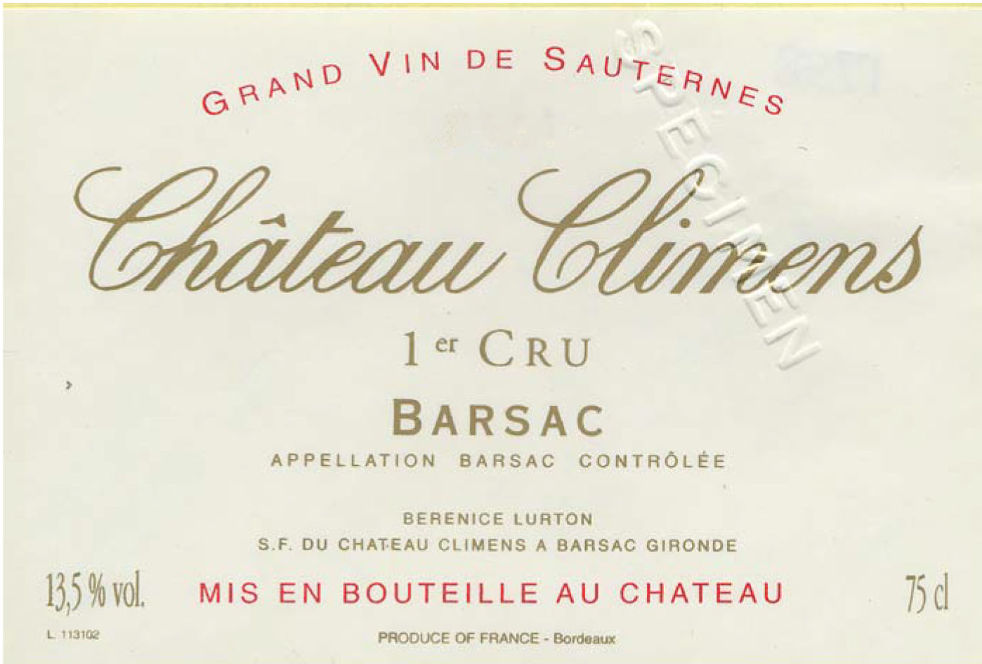Chateau Climens label