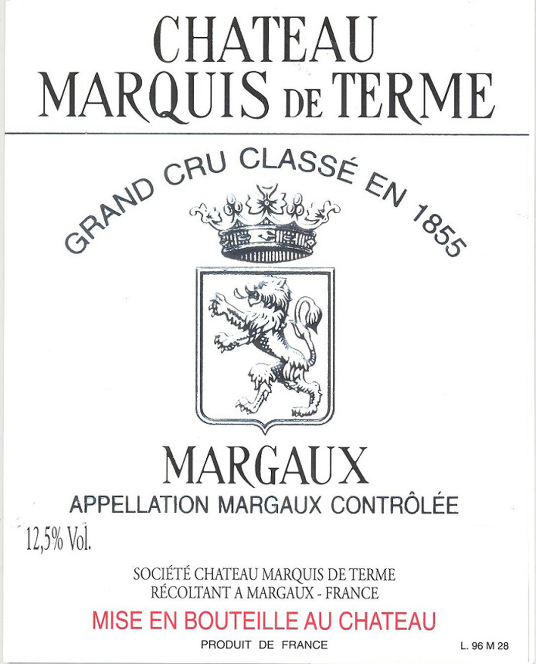 Chateau Marquis De Terme label