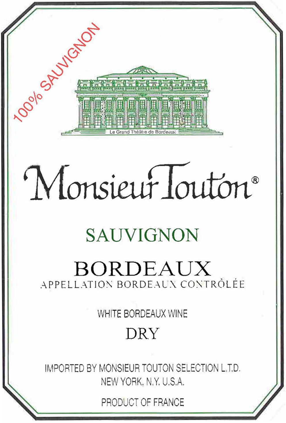 Monsieur Touton - Sauvignon Blanc label