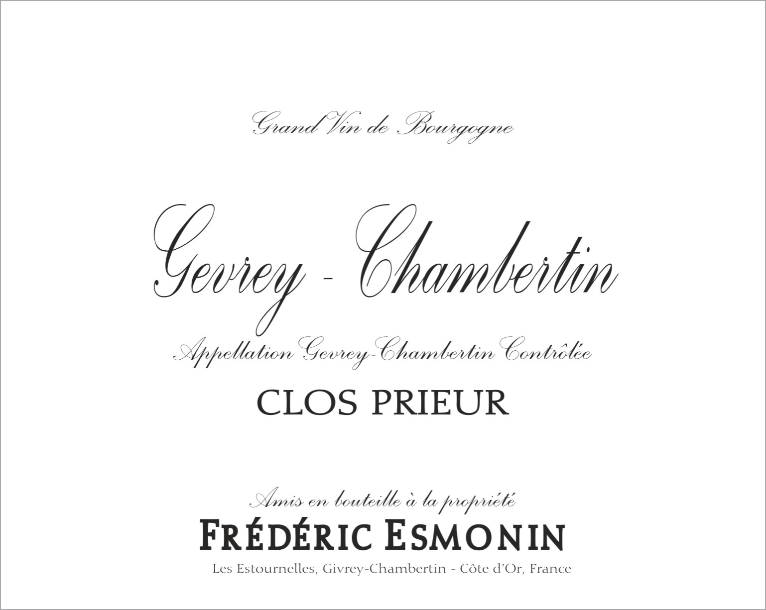 Frederic Esmonin - Clos Prieur label