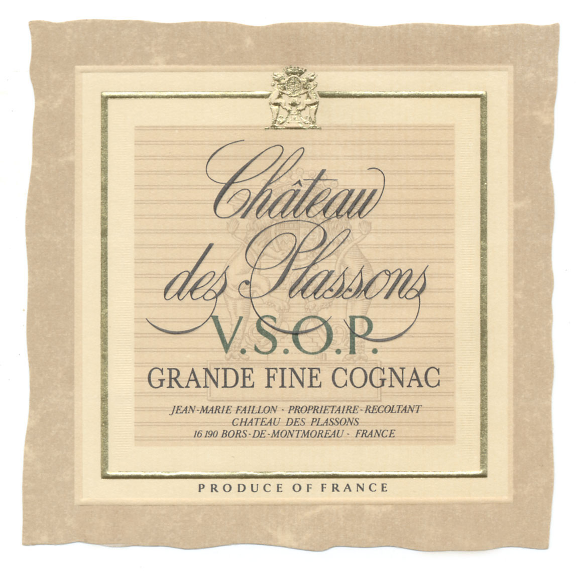 Chateau Des Plassons  - Estate Bottled VSOP label