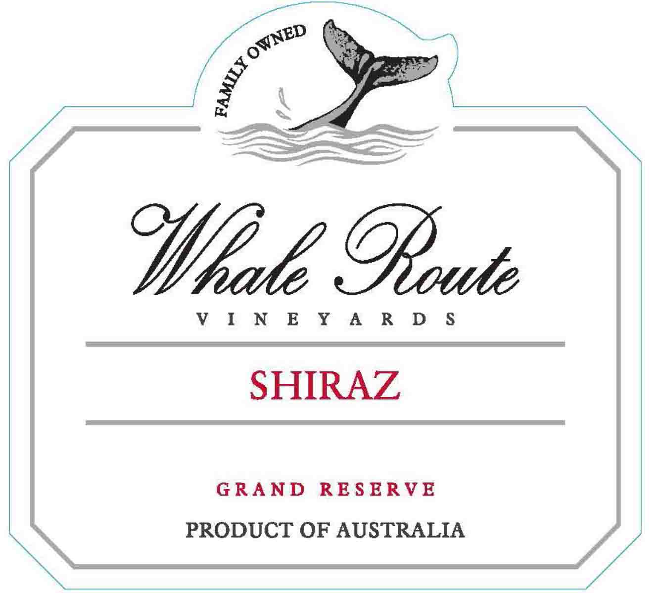 Whale Route - Shiraz label