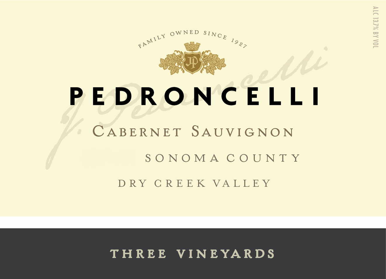 Pedroncelli - Cabernet Sauvignon - Three Vineyards label