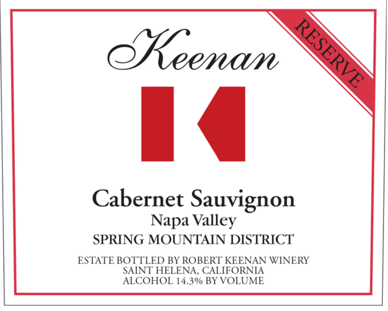 Keenan - Cabernet Sauvignon Reserve label