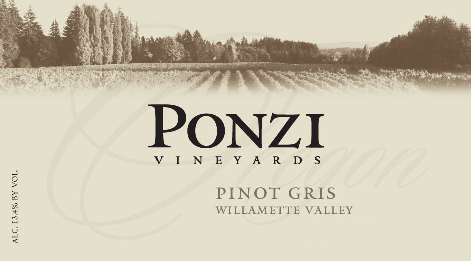 Ponzi Vineyards - Willamette Valley - Pinot Gris label