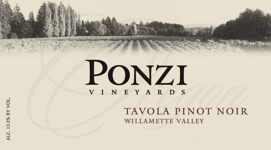 Ponzi Vineyards - Willamette Valley - Tavola Pinot Noir label