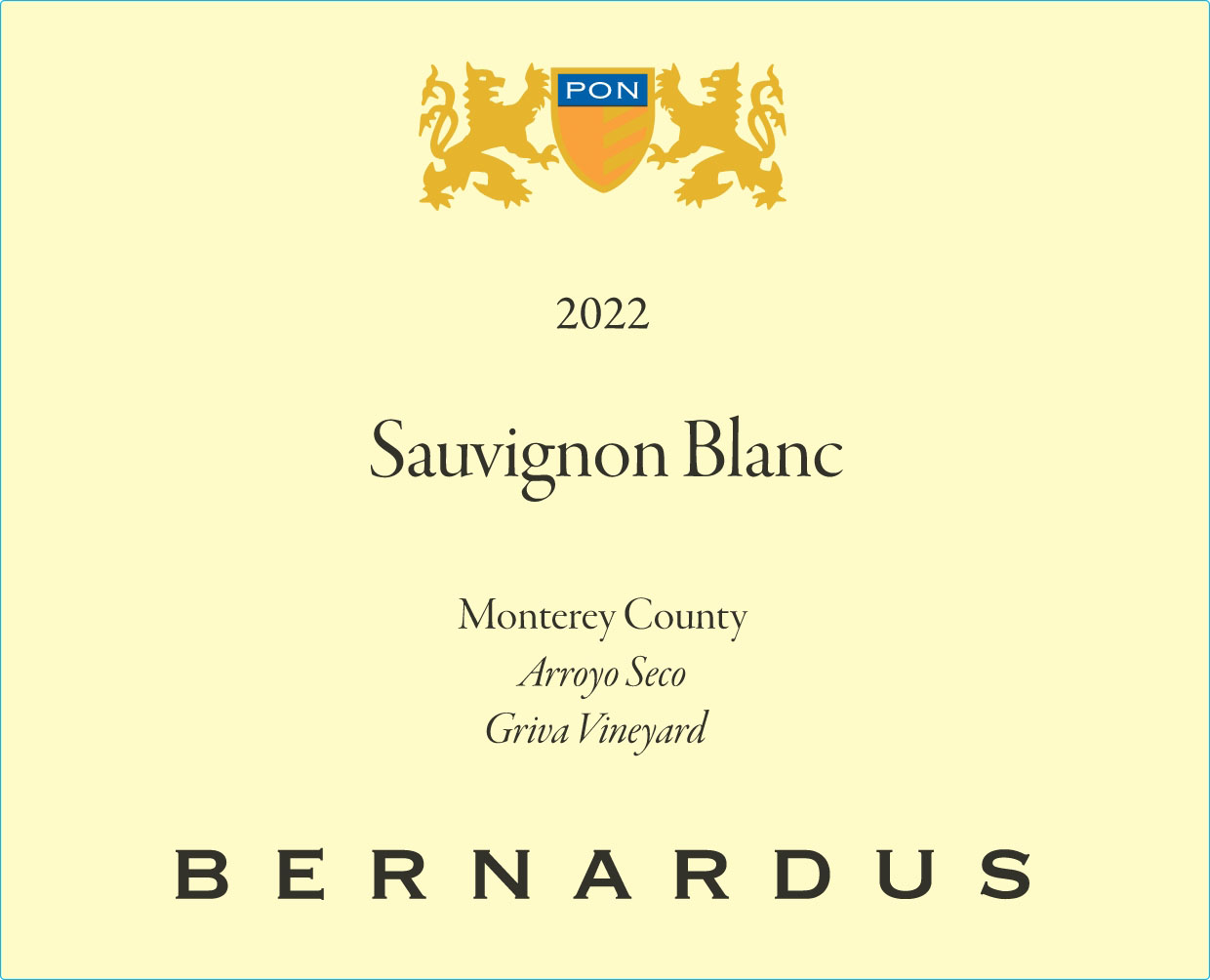 Bernardus Winery - Sauvignon Blanc - Griva Vineyard label