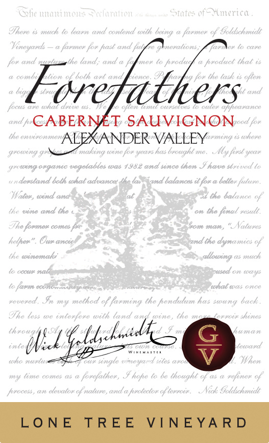 Nick Goldschmidt - Forefathers - Cabernet Sauvignon label