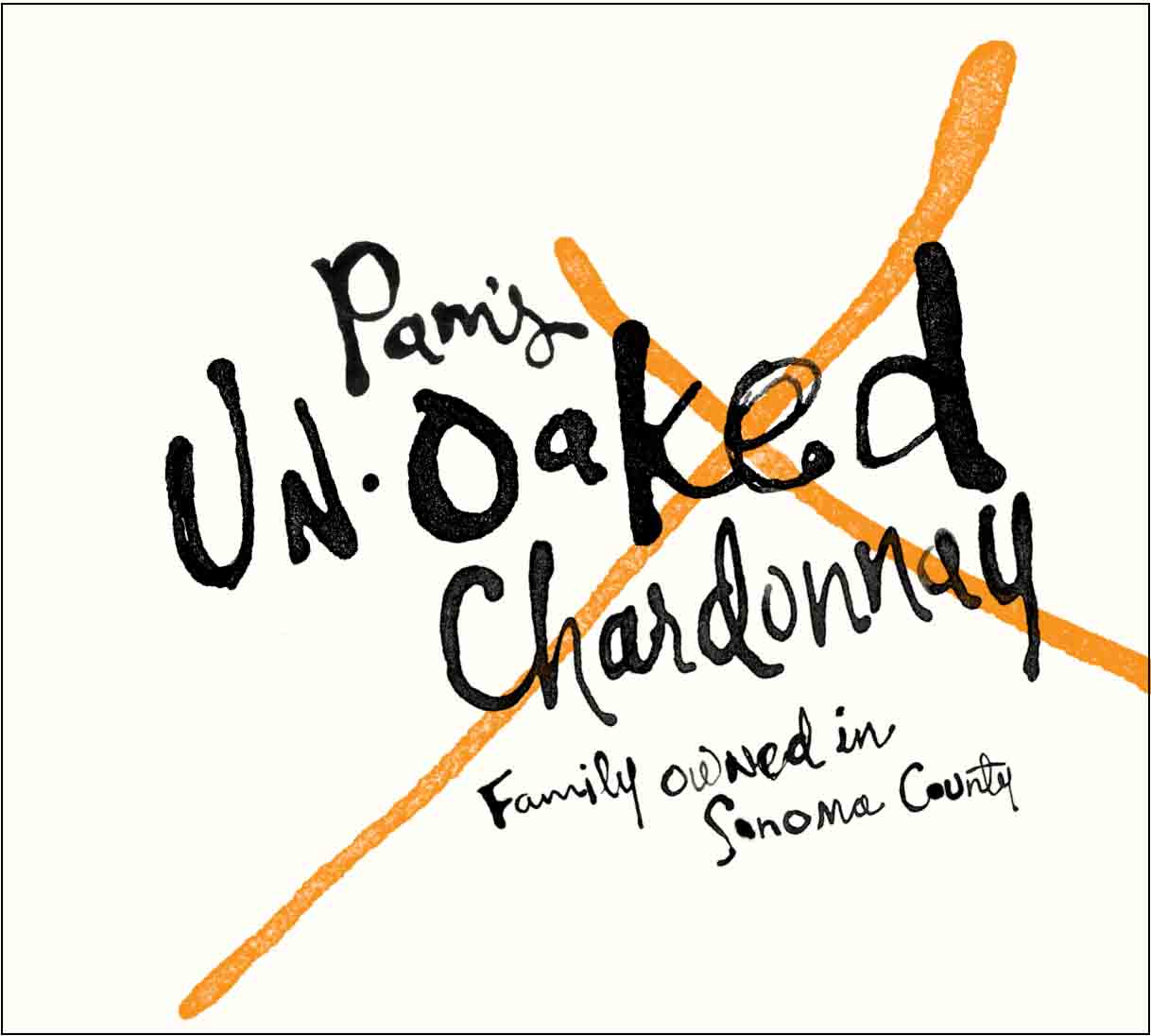 Pam's Unoaked Chardonnay label