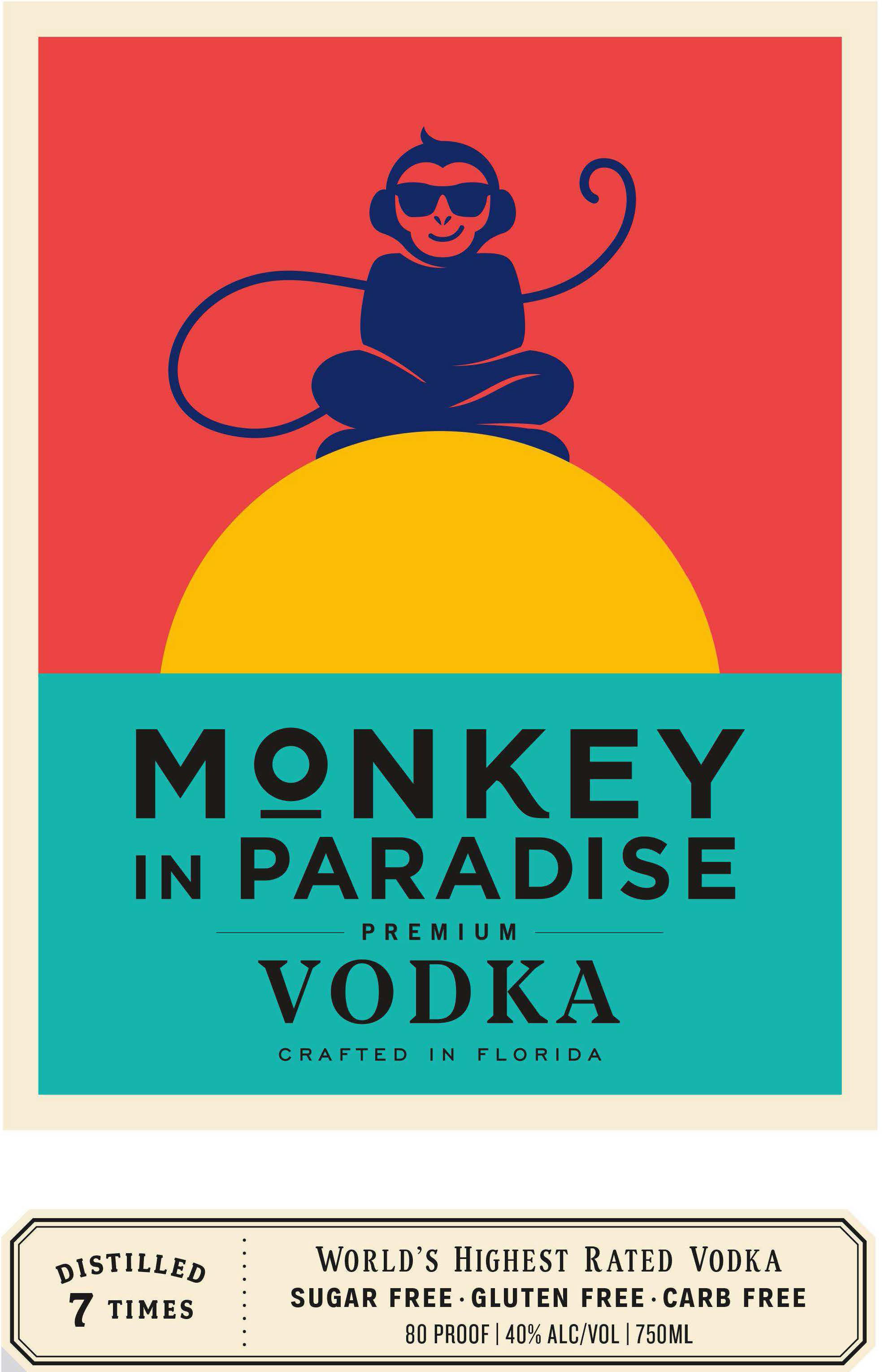 Monkey in Paradise Vodka label