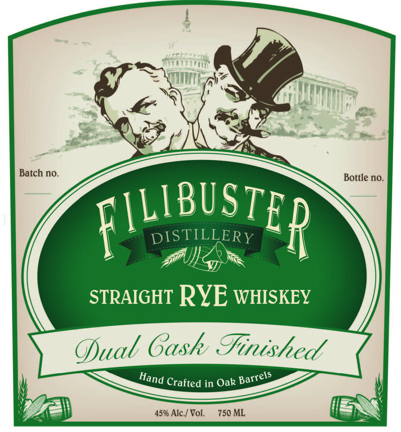Filibuster - Straight Rye Whiskey - Dual Cask Finished label