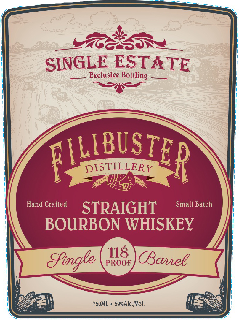 Filibuster - Single Estate - Straight Bourbon Whiskey label