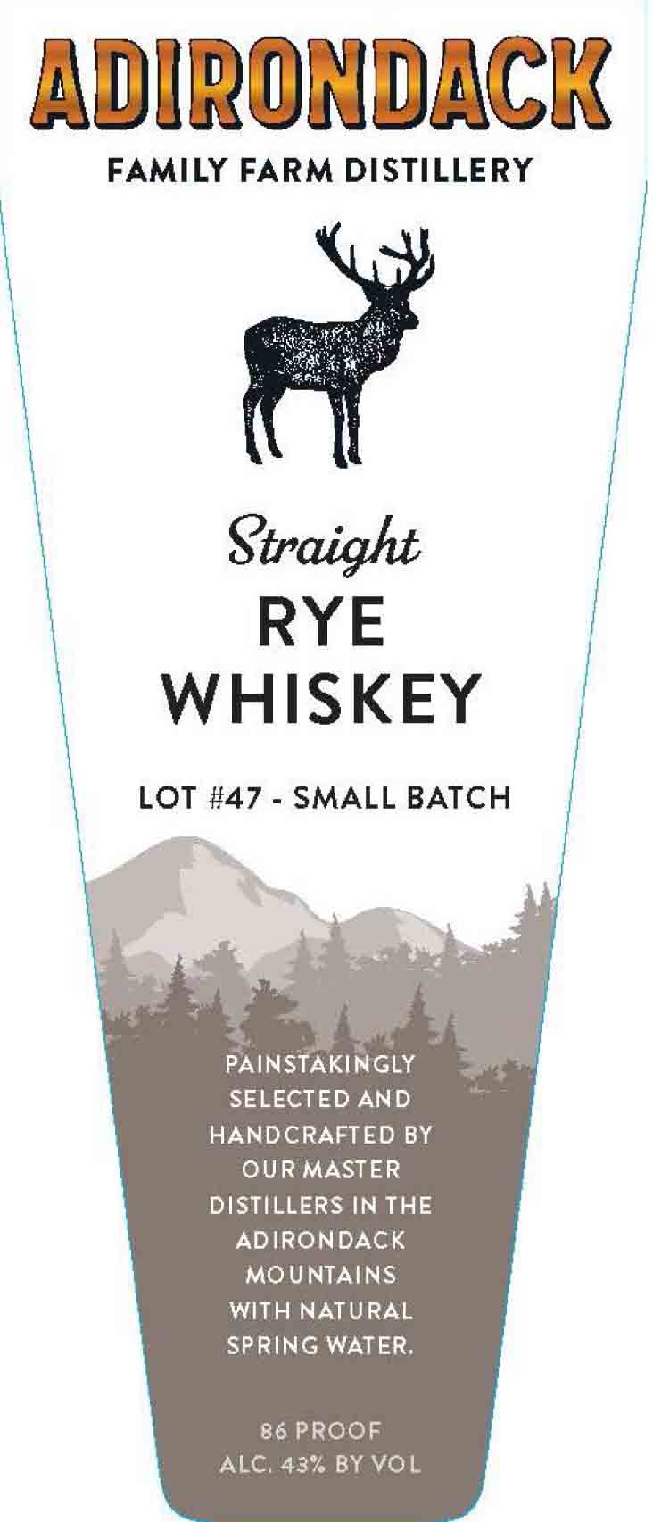 Adirondack - Straight Rye Whiskey label