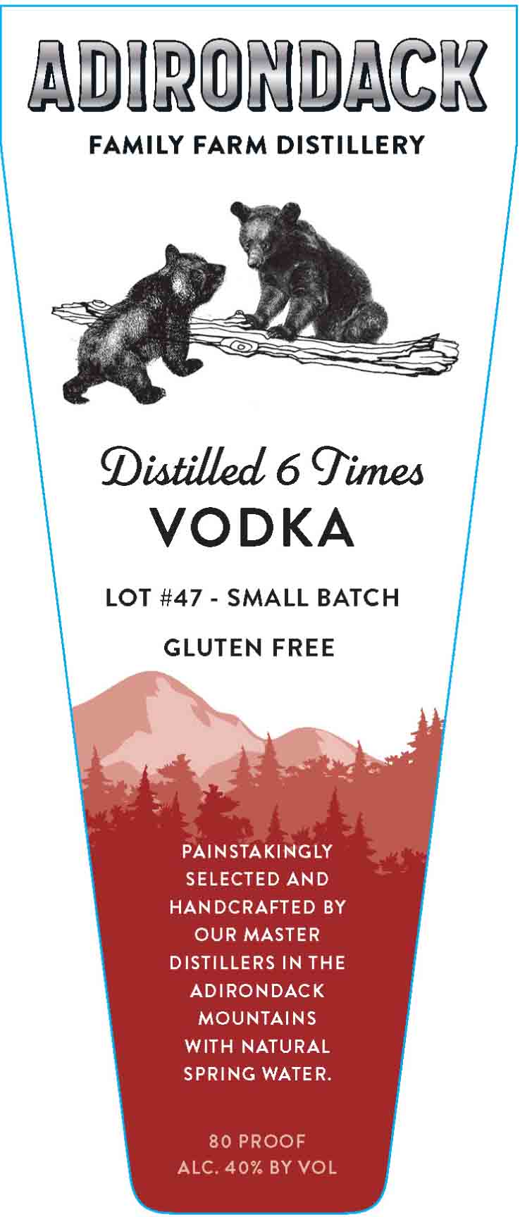 Adirondack - Distilled 6 Times Vodka label