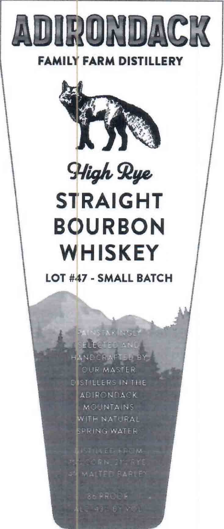 Adirondack - High Rye Straight Bourbon Whiskey label