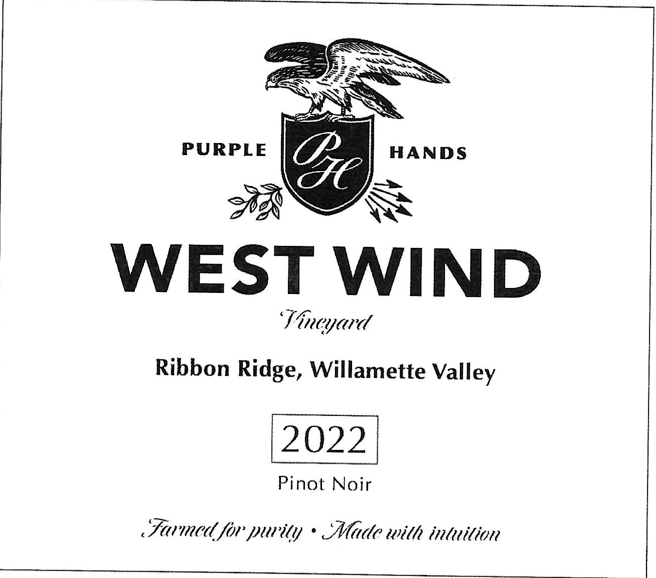 Purple Hands - Pinot Noir - West Wind Vineyard label