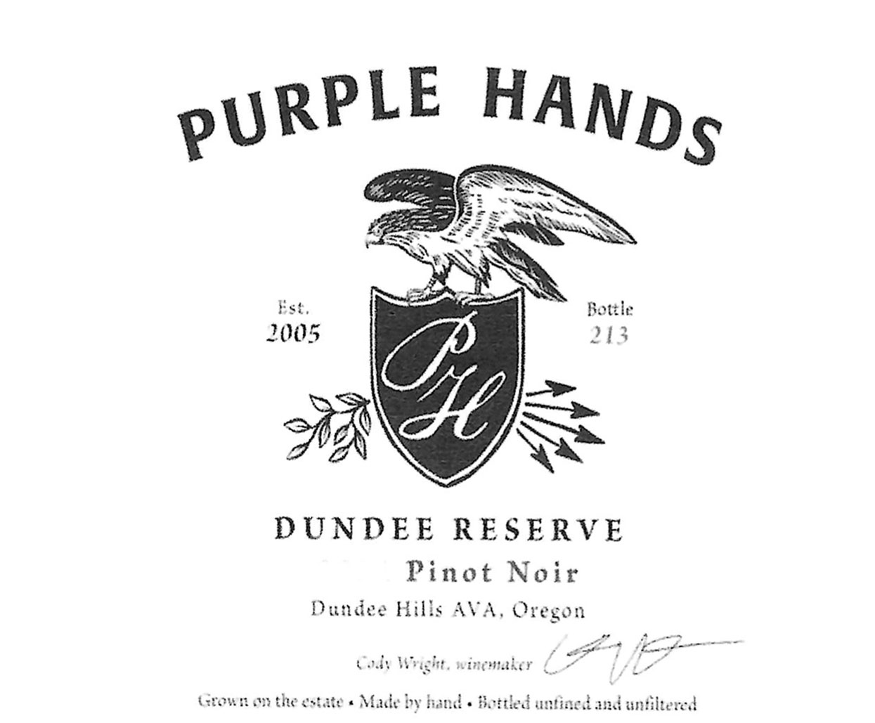 Purple Hands - Pinot Noir - Dundee Reserve label