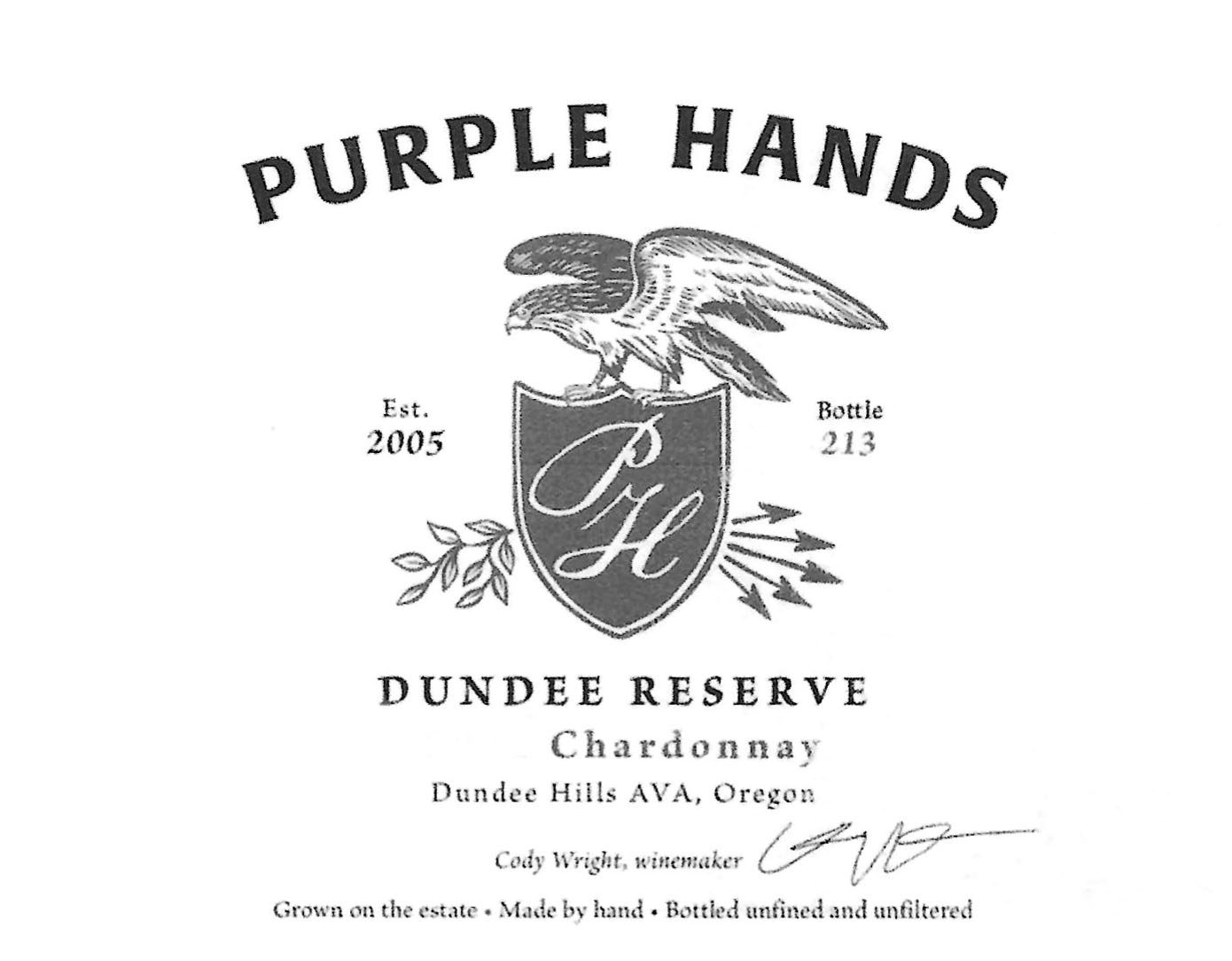 Purple Hands - Chardonnay - Dundee Reserve label