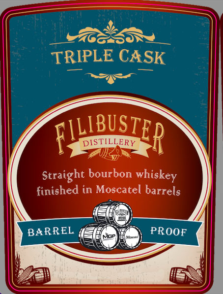 Filibuster - Straight Bourbon Whiskey - Moscatel Cask Finished label