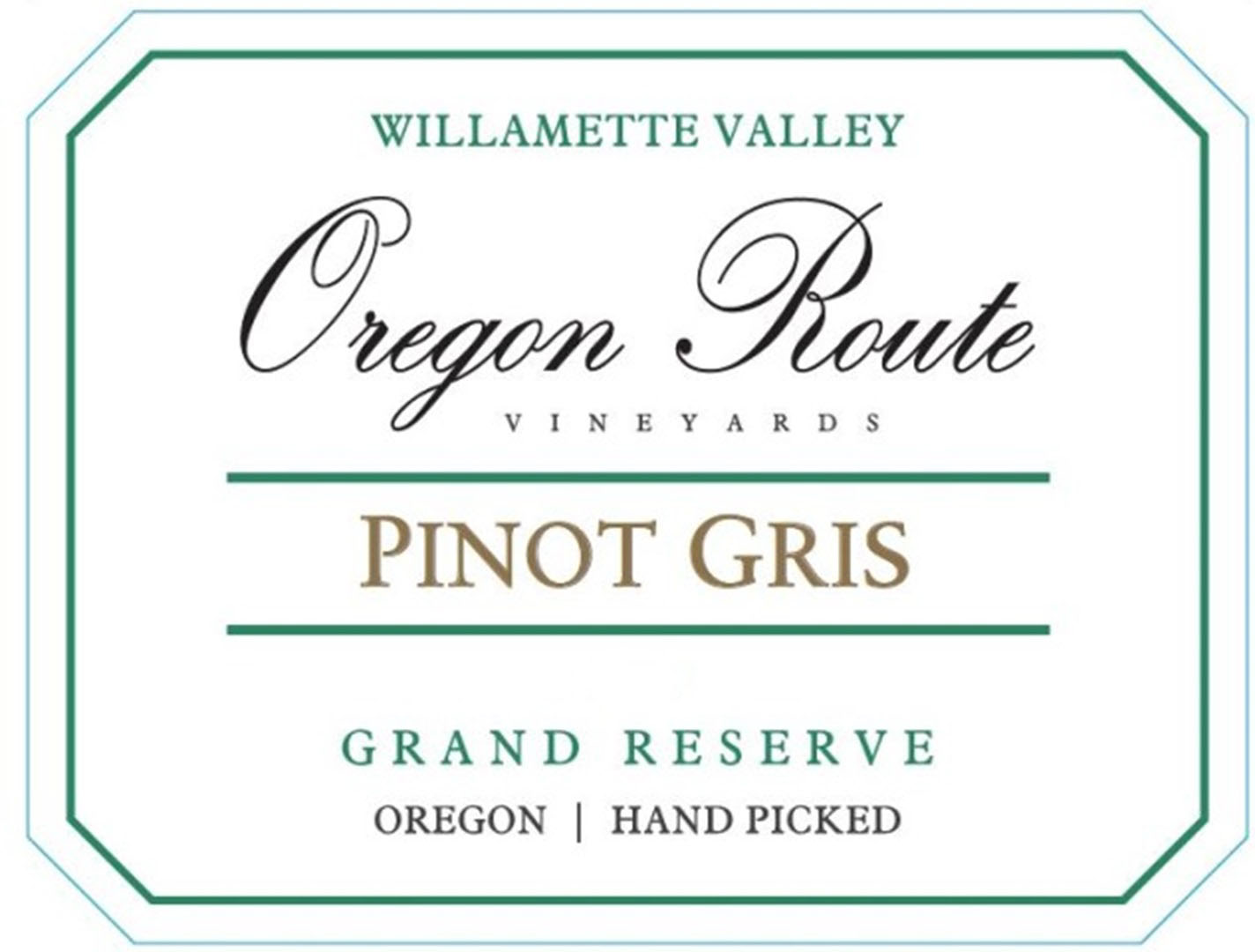 Oregon Route Vineyards - Pinot Gris - Grand Reserve label