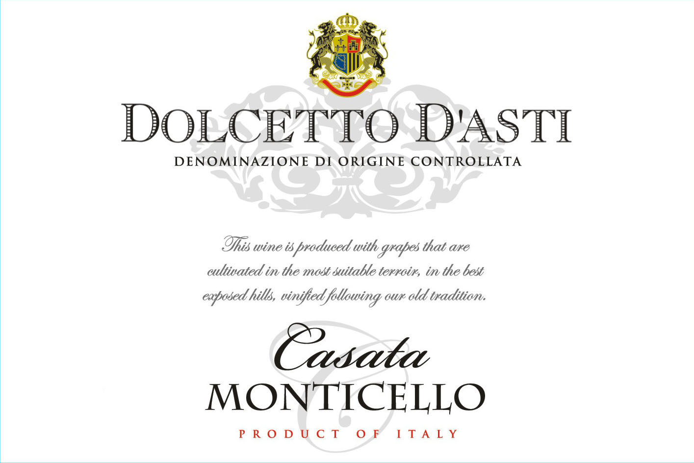 Casata Monticello - Dolcetto D'Asti label