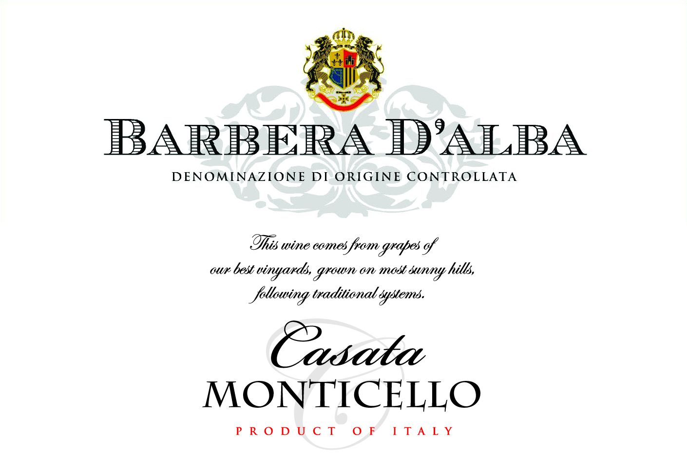Casata Monticello - Barbera D'Alba label