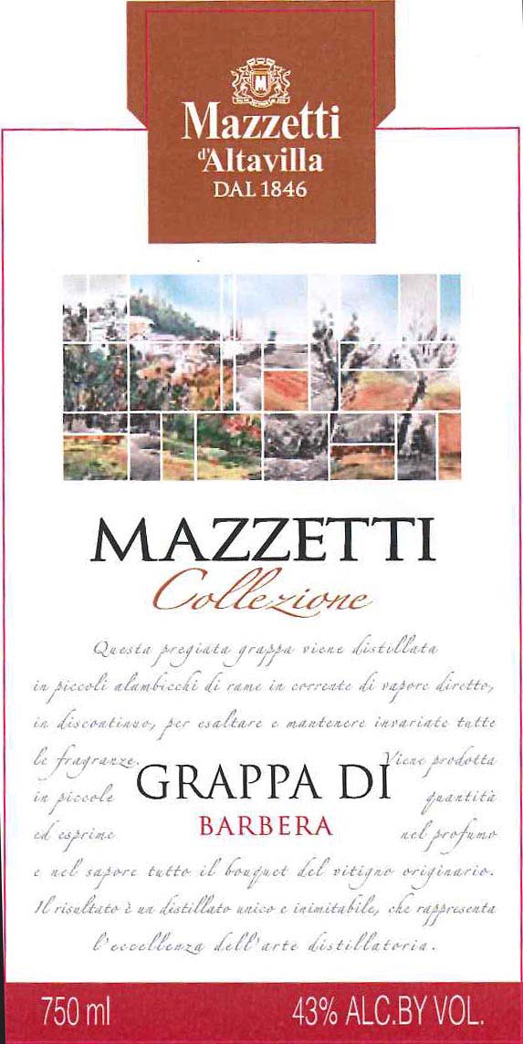 Mazzetti d'Altavilla - Grappa di Barbera label
