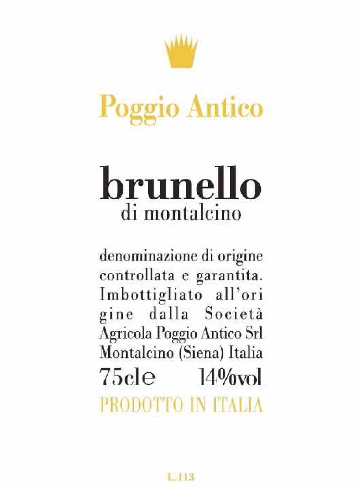 Poggio Antico - Brunello di Montalcino label