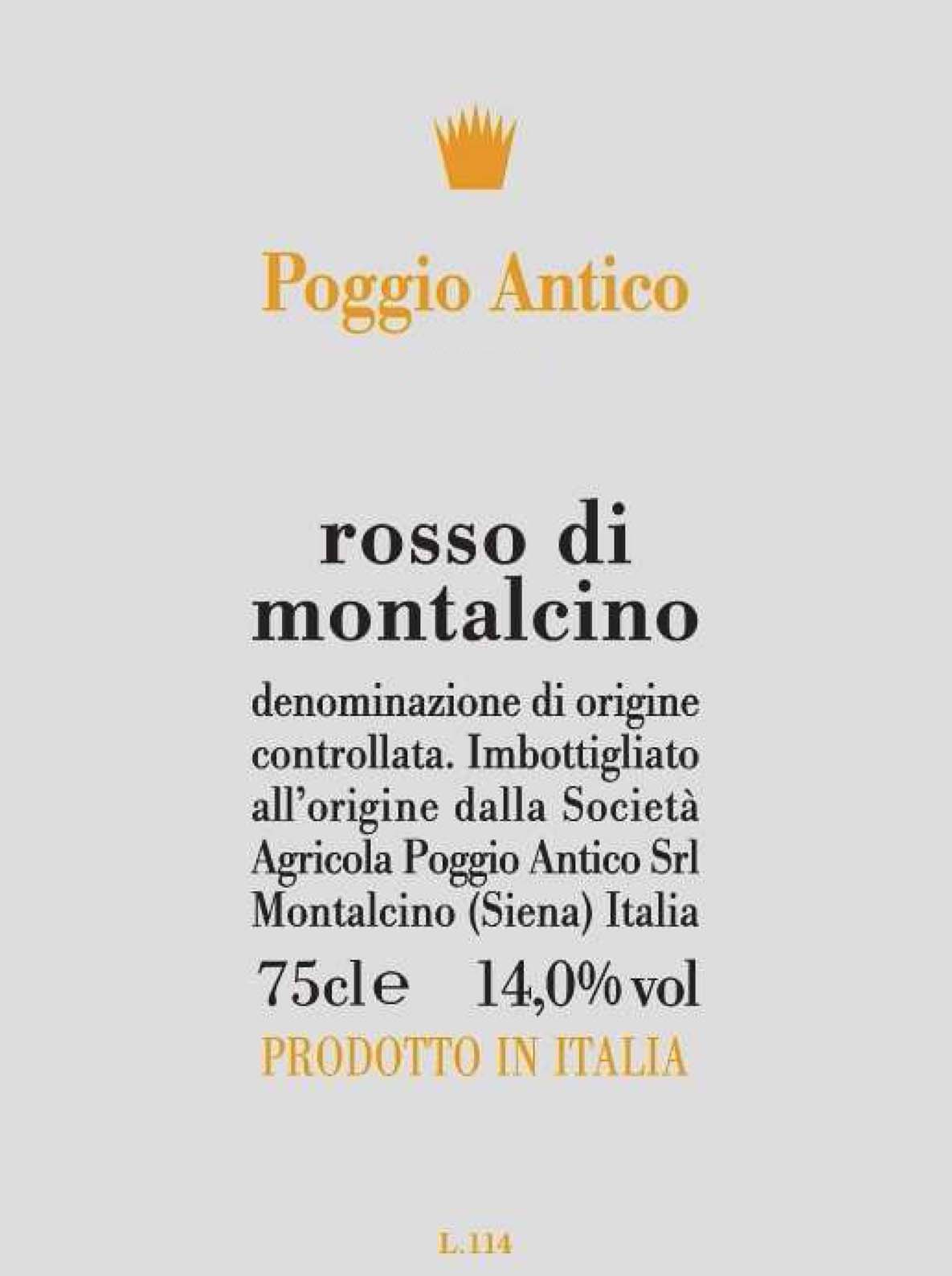 Poggio Antico - Rosso di Montalcino label