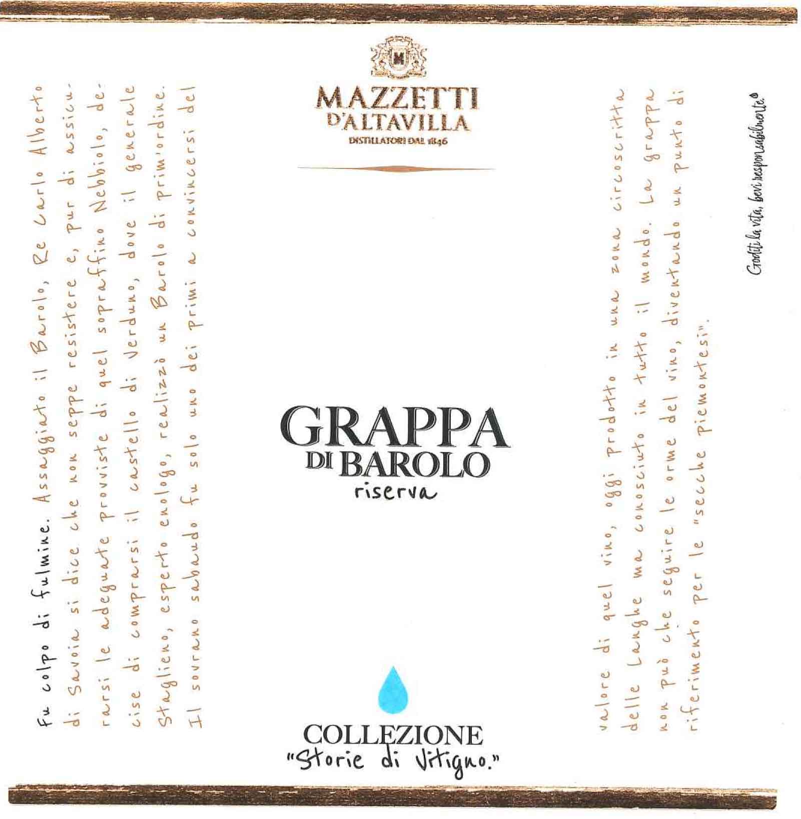 Mazzetti d'Altavilla - Grappa di Barolo label